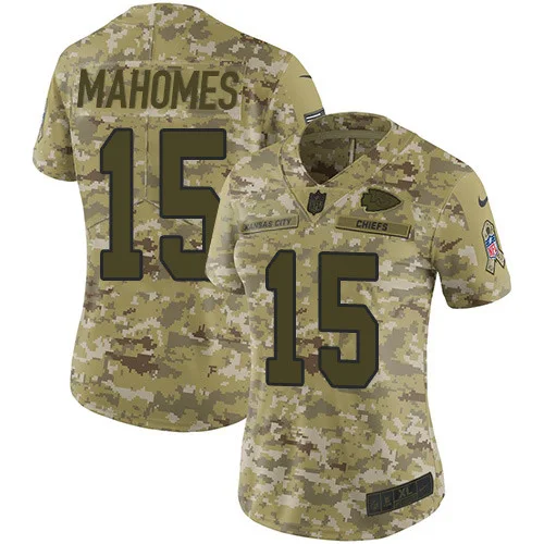 Custom Chiefs Jersey for Woman Chiefs #15 Patrick Mahomes Camo Stitched NFL Limited 2018 Salute to Service Jersey -