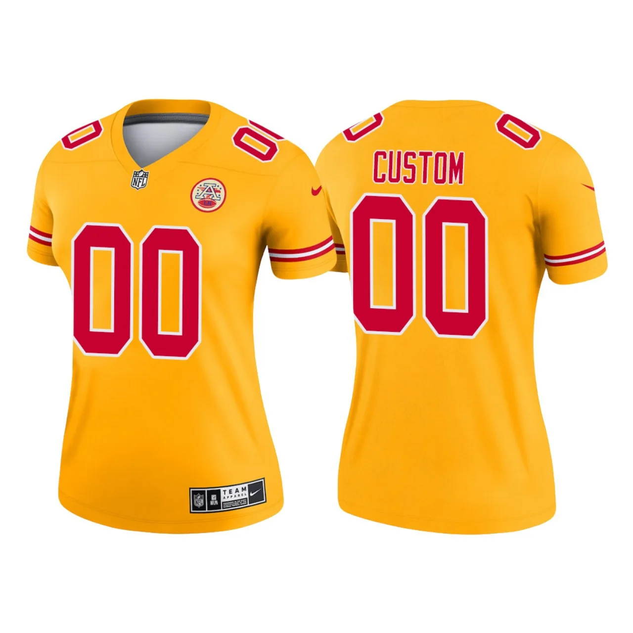 Custom Chiefs Jersey for Woman Custom Kansas City Chiefs 2021 Inverted Legend Jersey - Gold -