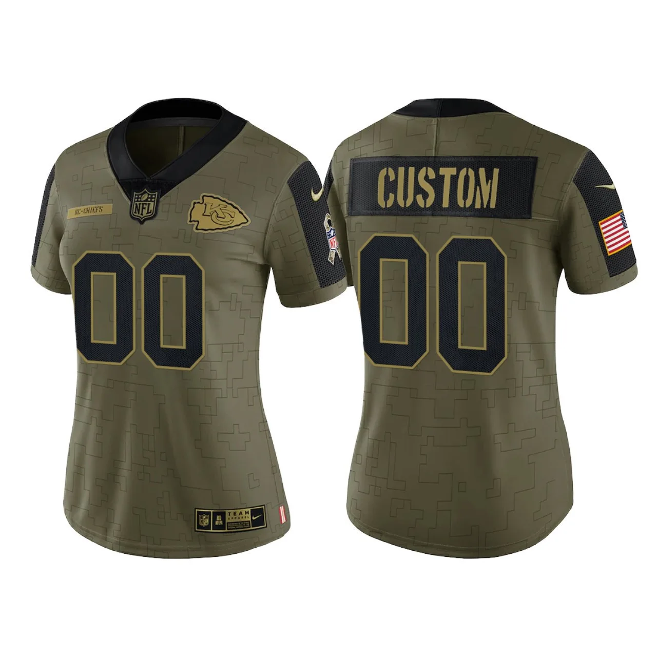 Custom Chiefs Jersey for Woman Custom Kansas City Chiefs Olive 2021 Salute To Service Limited Jersey -