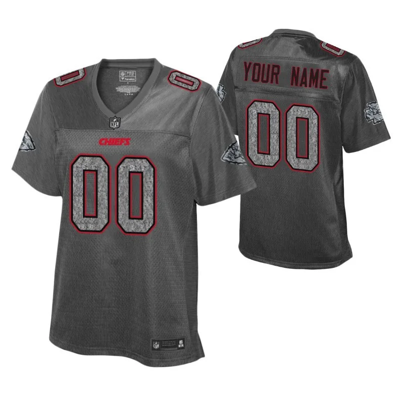 Custom Chiefs Jersey for Woman Custom Kansas City Chiefs Static Fashion Jersey - Heather Charcoal -