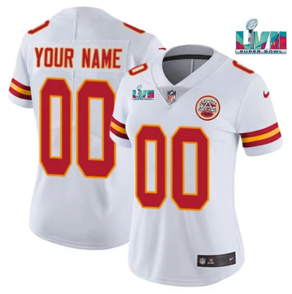 Custom Chiefs Jersey for Woman Kansas City Chiefs Customized White Super Bowl LVII Limited Stitched Jersey -
