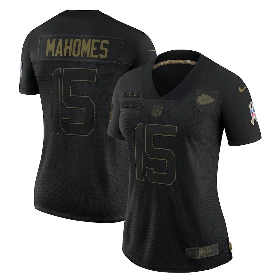 Woman's Patrick Mahomes Black Kansas City Chiefs 2020 Salute To Service Limited Jersey -