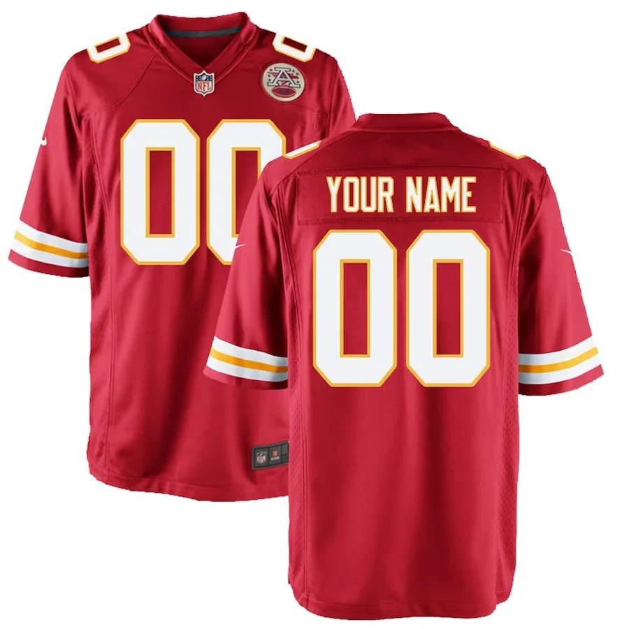 Youth Red Kansas City Chiefs Custom Game Jersey -