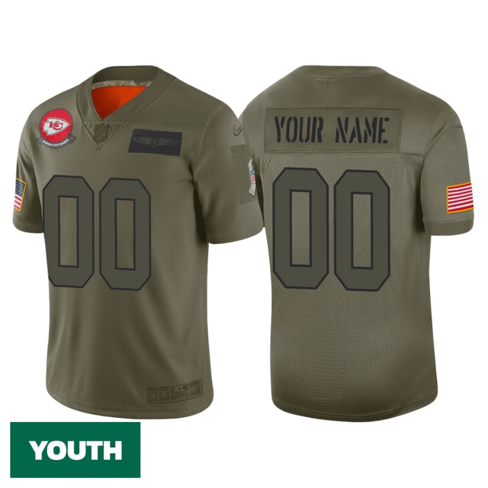 Custom Chiefs Jersey for Youth Custom Kansas City Chiefs 2019 Salute to Service Camo Jersey - Limited -