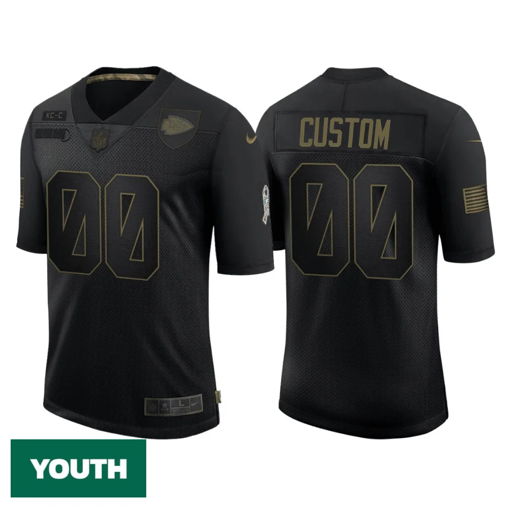 Custom Chiefs Jersey for Youth Custom Kansas City Chiefs 2020 Salute To Service Limited Jersey - Black -