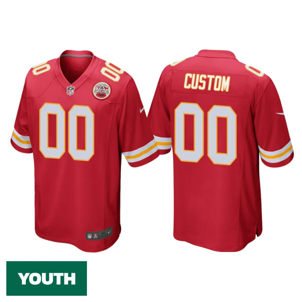Custom Chiefs Jersey for Youth Kansas City Chiefs #00 Custom Home Game Jersey - Red -