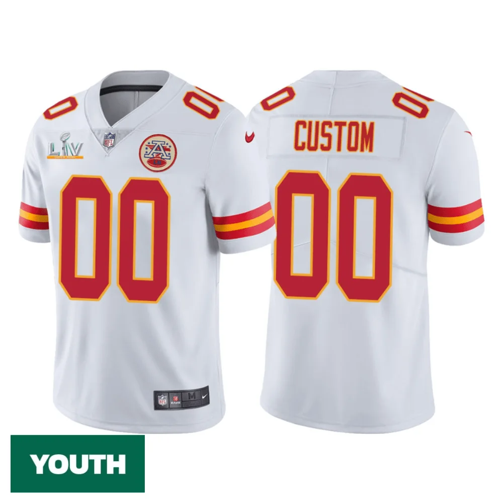 Youth's Kansas City Chiefs #00 Custom White Super Bowl LV Vapor Limited Jersey -