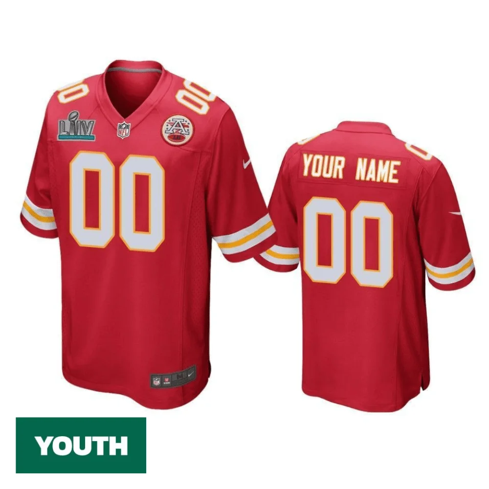 Custom Chiefs Jersey for Youth Kansas City Chiefs Custom Red Super Bowl LIV Game Jersey -