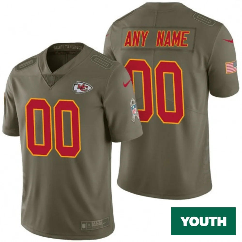 Custom Chiefs Jersey for Youth Kansas City Chiefs Olive 2017 Salute to Service Game Customized Jersey -