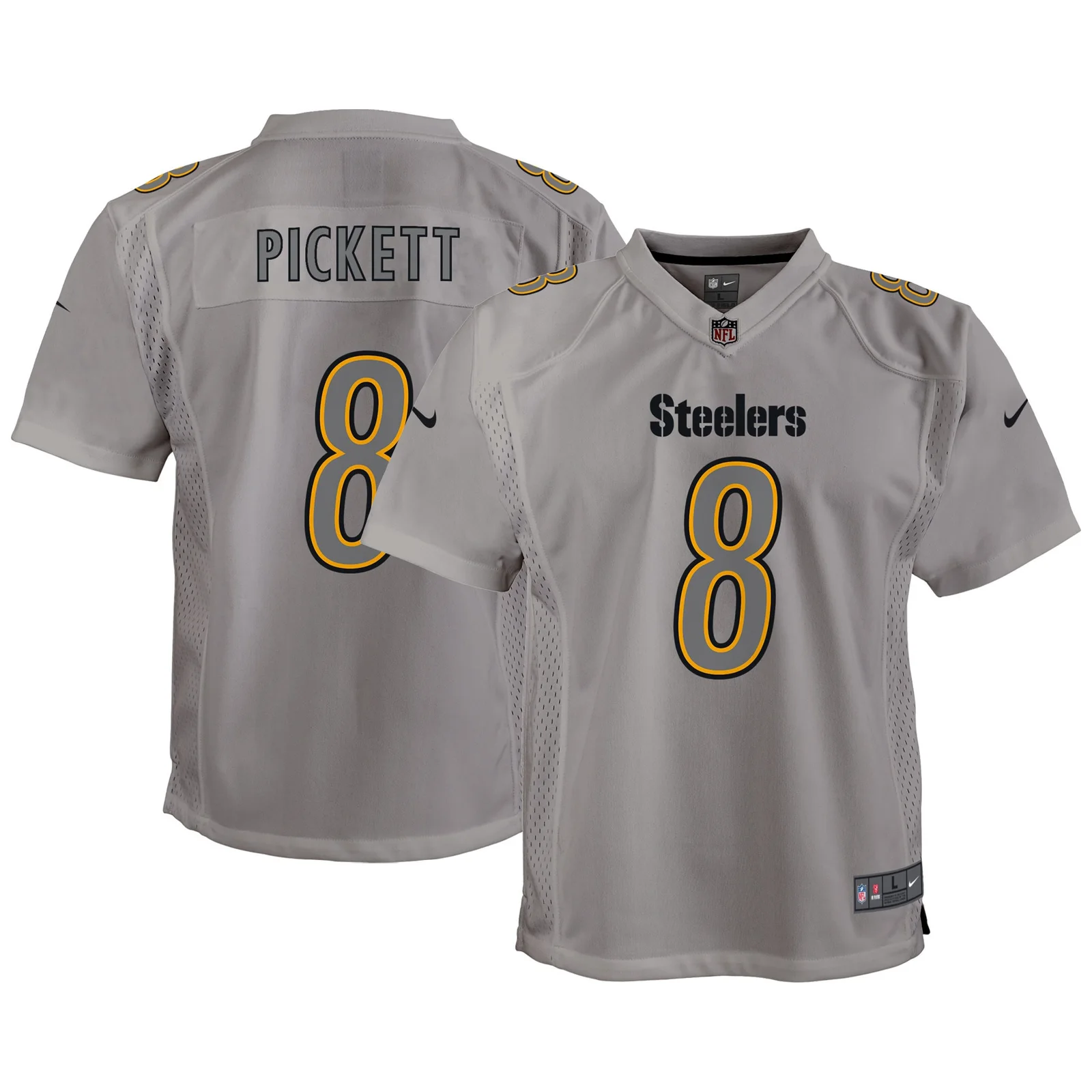 Kenny Pickett Pittsburgh Steelers Youth Atmosphere Game Jersey - Gray -