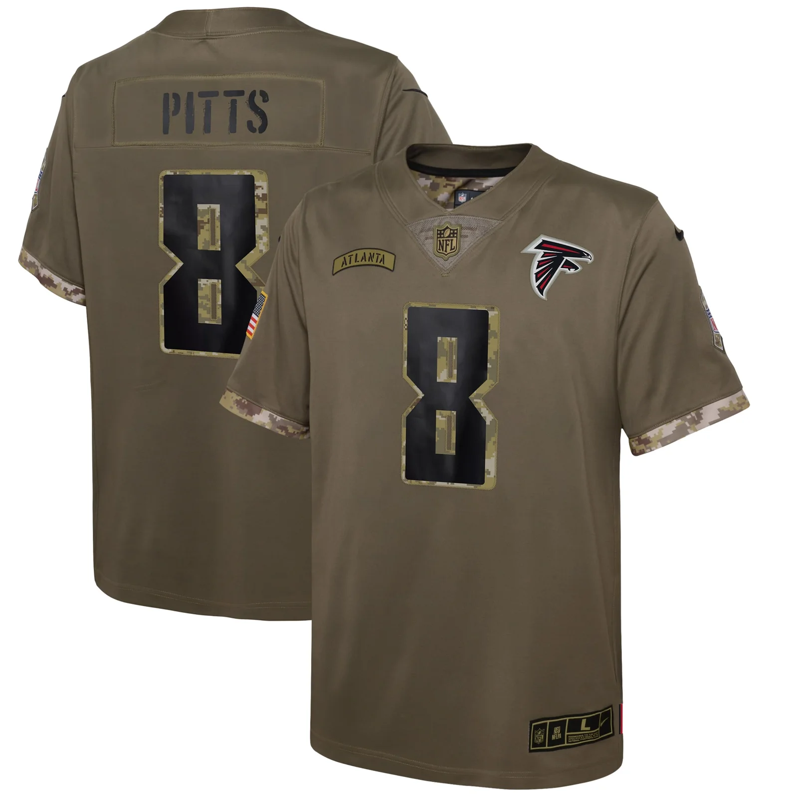 Kyle Pitts Atlanta Falcons Youth 2022 Salute To Service Player Limited Jersey - Olive -