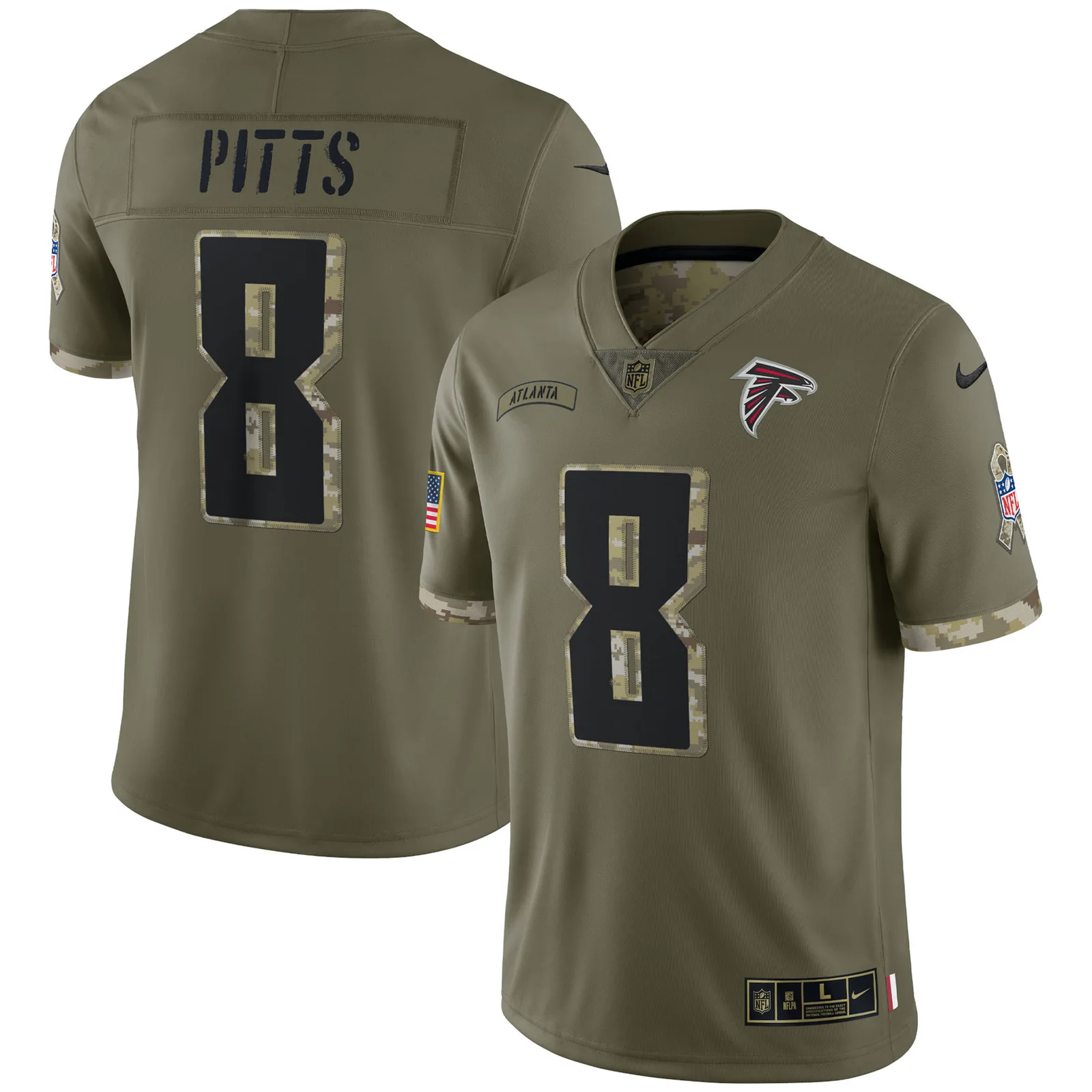 Men's Kyle Pitts Atlanta Falcons 2022 Salute To Service Limited Jersey - Olive -