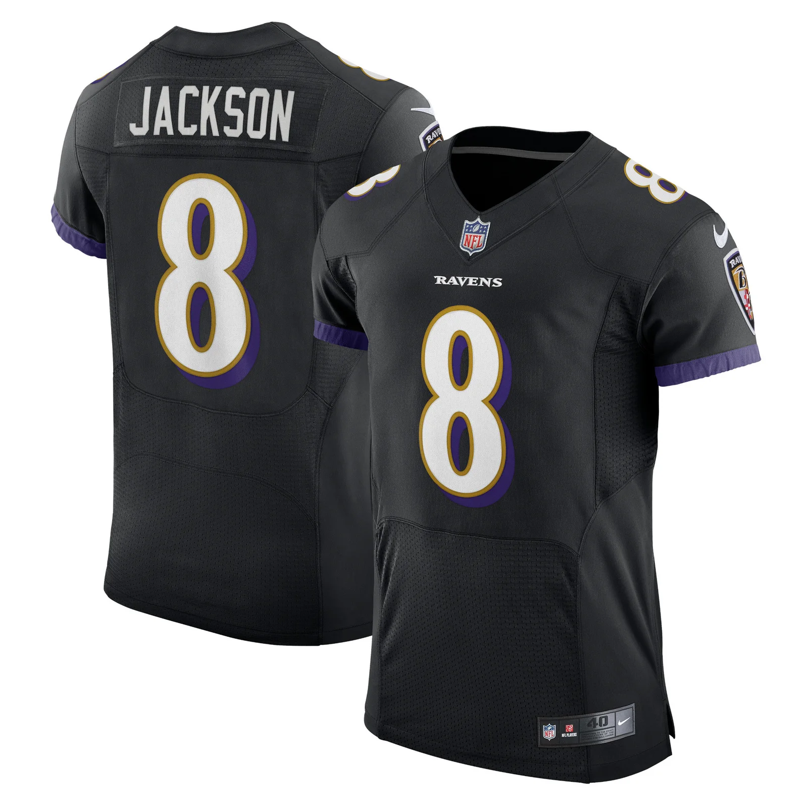 Men'sLamar Jackson Baltimore Ravens Alternate Vapor Elite Player Jersey - Black -