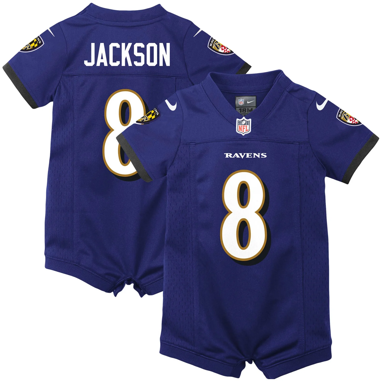 Men'sLamar Jackson Baltimore Ravens Newborn &amp; Infant Romper Jersey - Purple -