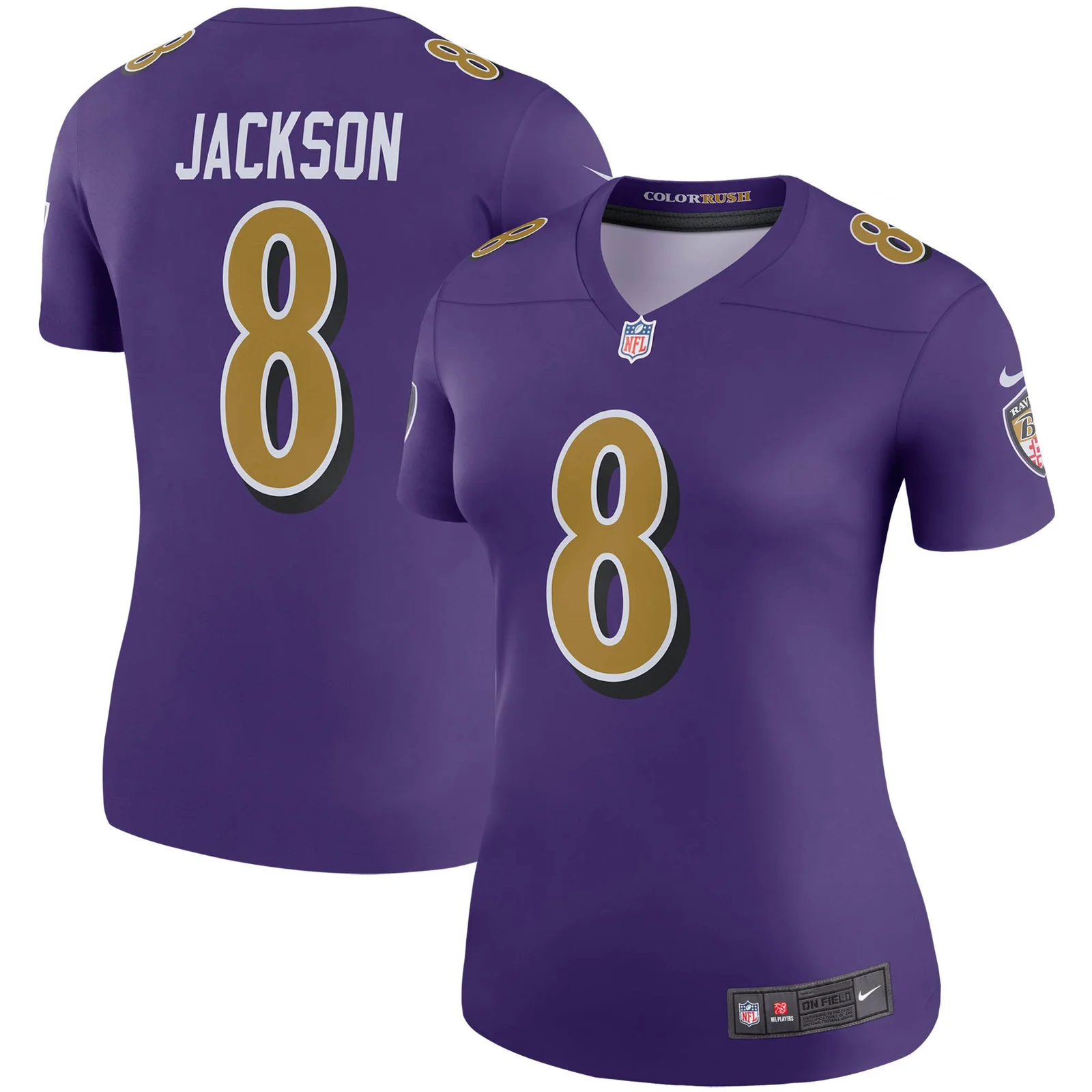 Lamar Jackson Baltimore Ravens Woman's Color Rush Legend Player Jersey - Purple -