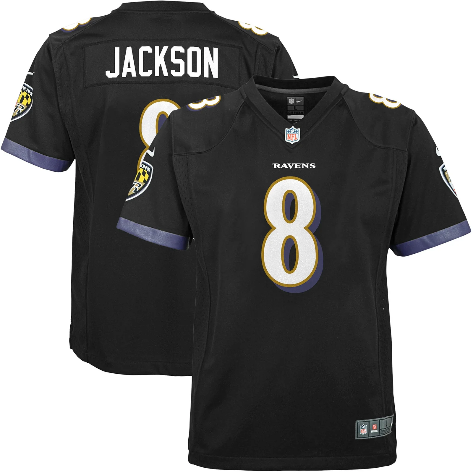 Lamar Jackson Baltimore Ravens Youth Game Jersey - Black -