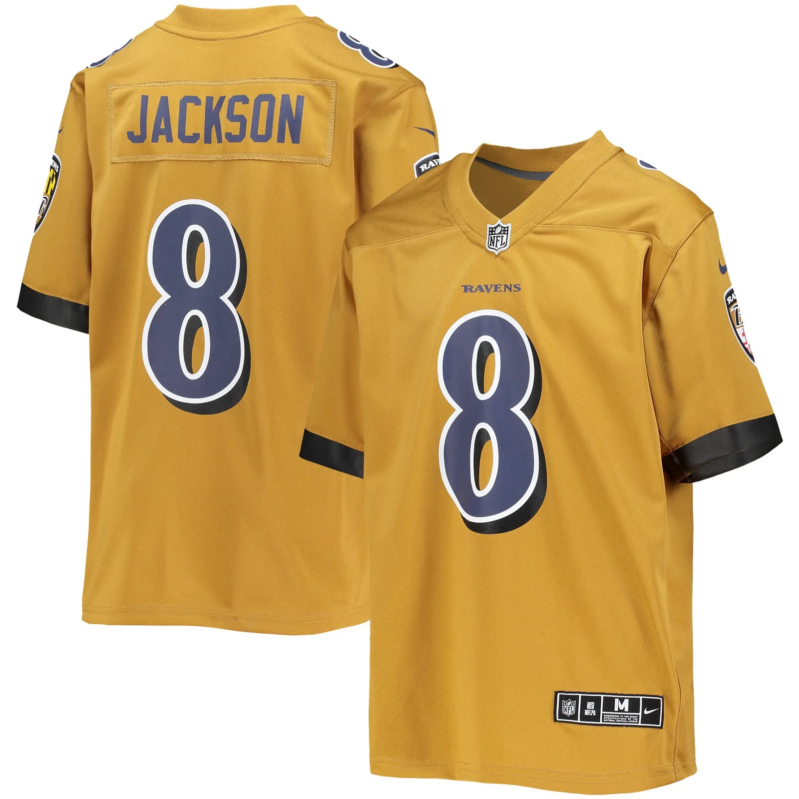 Lamar Jackson Baltimore Ravens Youth Inverted Team Game Jersey - Gold -