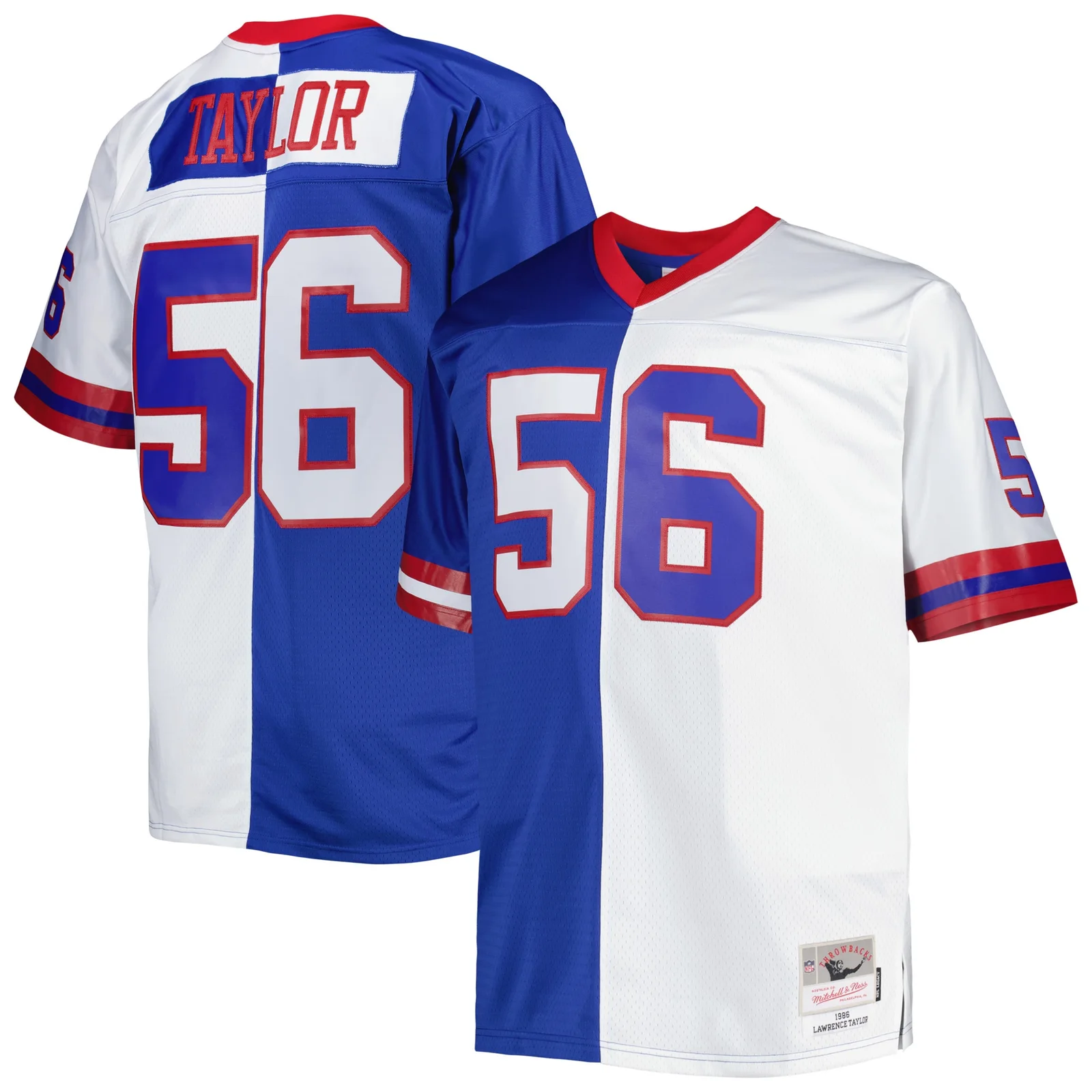 Men's Lawrence Taylor New York Giants Mitchell &amp; Ness Big &amp; Tall Split Legacy Retired Player  Jersey - Royal/White