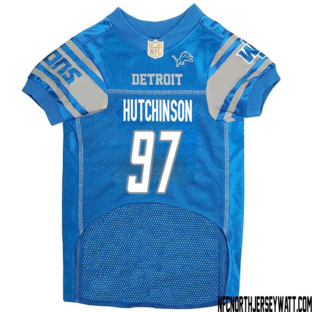 Aidan Hutchinson No 97 Blue Detroit Lions Dog Jersey