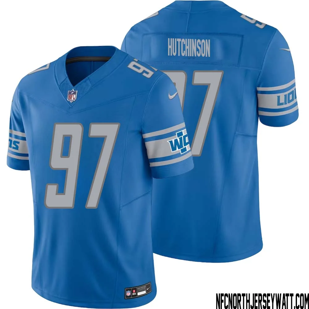 Aidan Hutchinson No 97 Men Blue Detroit Lions Vapor F.U.S.E. Limited Jersey 1