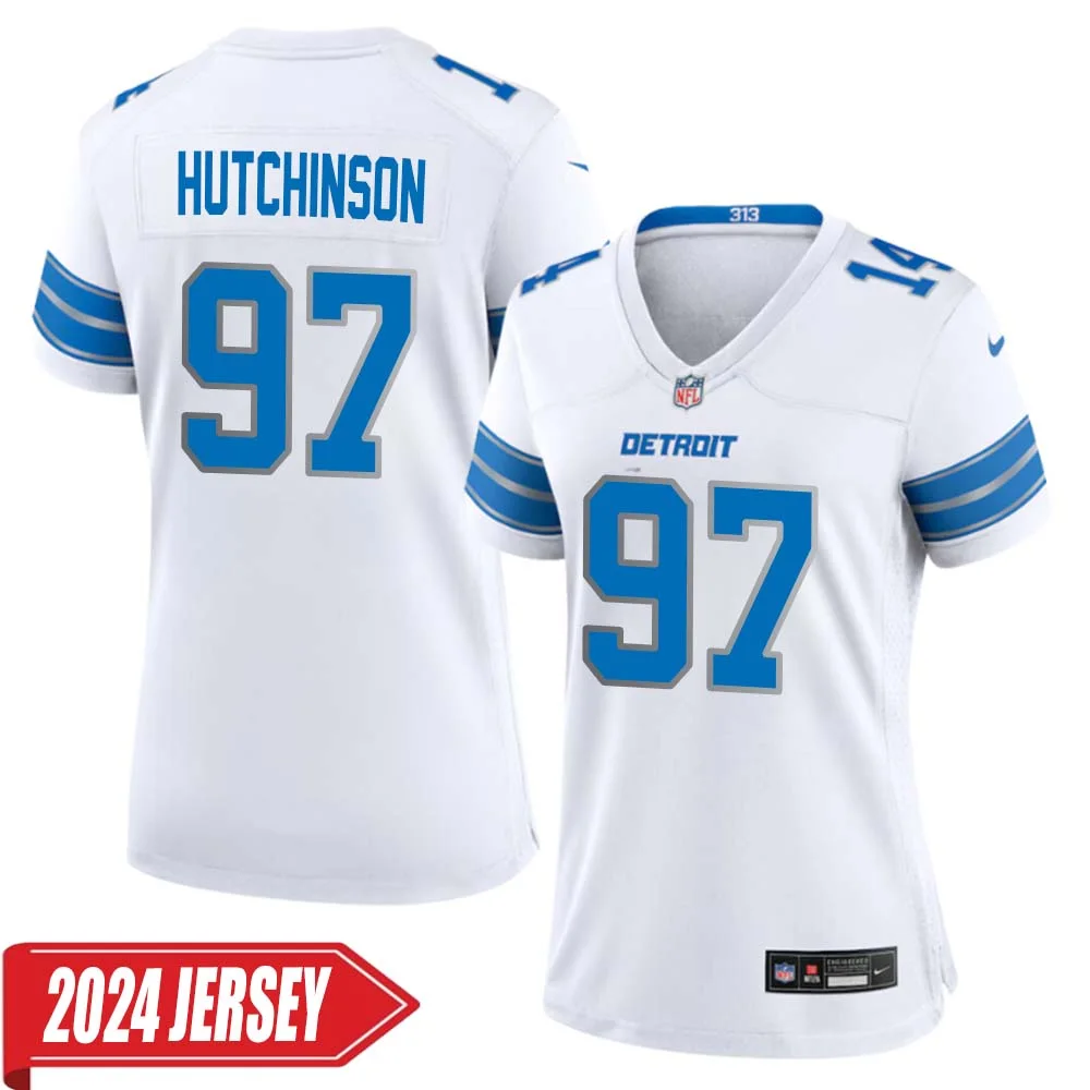 Aidan Hutchinson No 97 Woman s Detroit Lions Away Game 2024 Jersey White