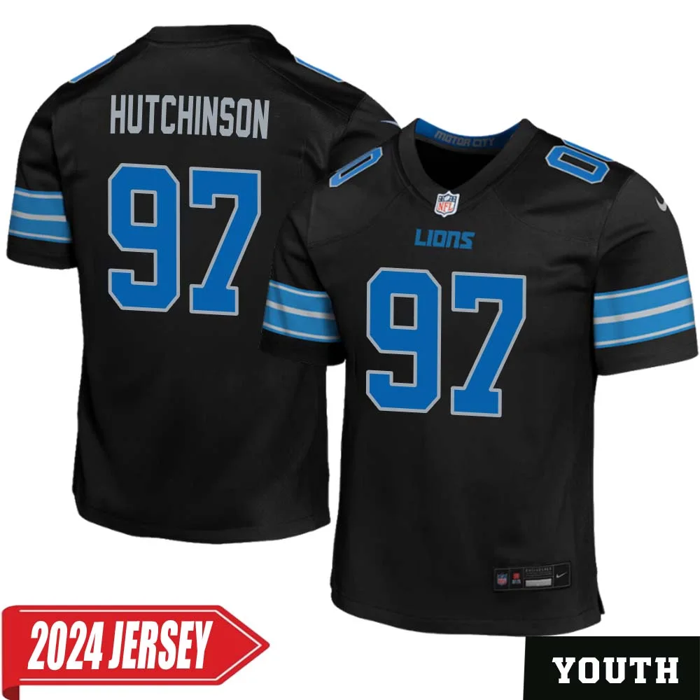 Aidan Hutchinson No 97 Youth s Detroit Lions 2nd Alternate Vapor F.U.S.E. Limited 2024 Jersey Black