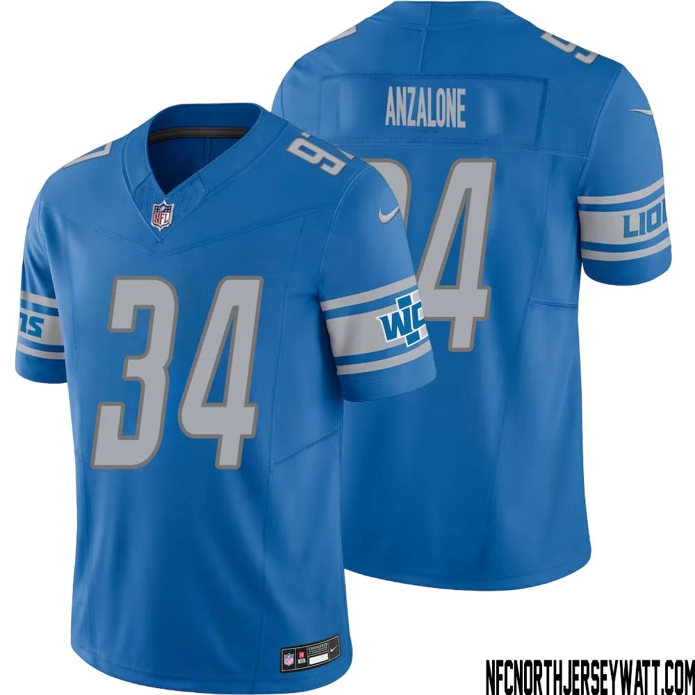 Alex Anzalone No 34 Men Blue Detroit Lions Vapor F.U.S.E. Limited Jersey
