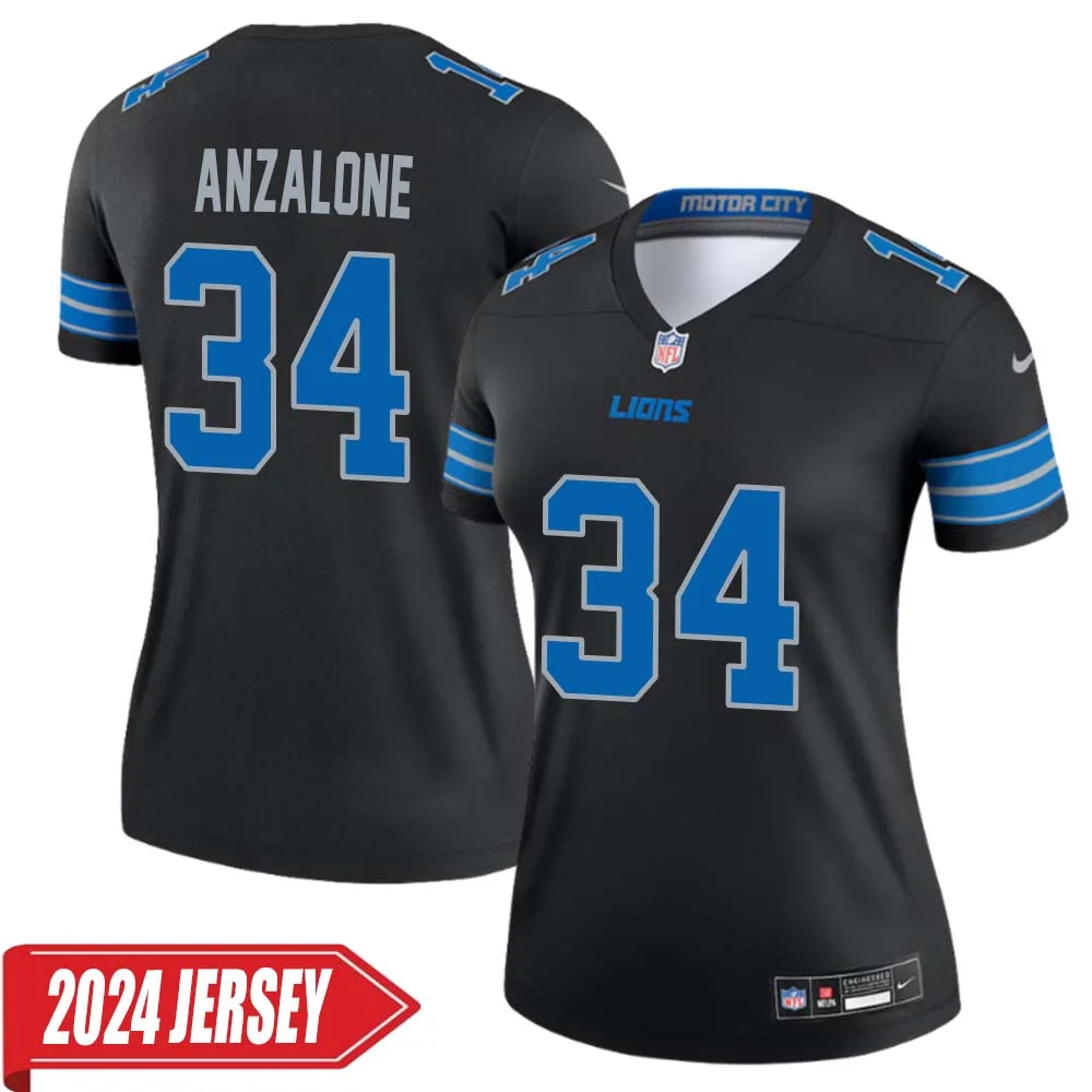 Alex Anzalone No 34 Woman s Detroit Lions 2nd Alternate Vapor F.U.S.E. Limited 2024 Jersey Black