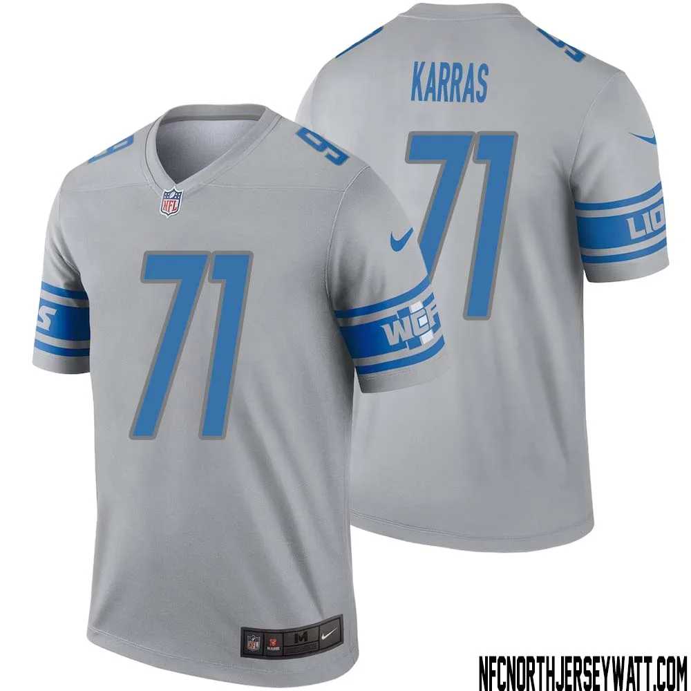 Alex Karras No 71 Men Gray Detroit Lions Inverted Legend Jersey
