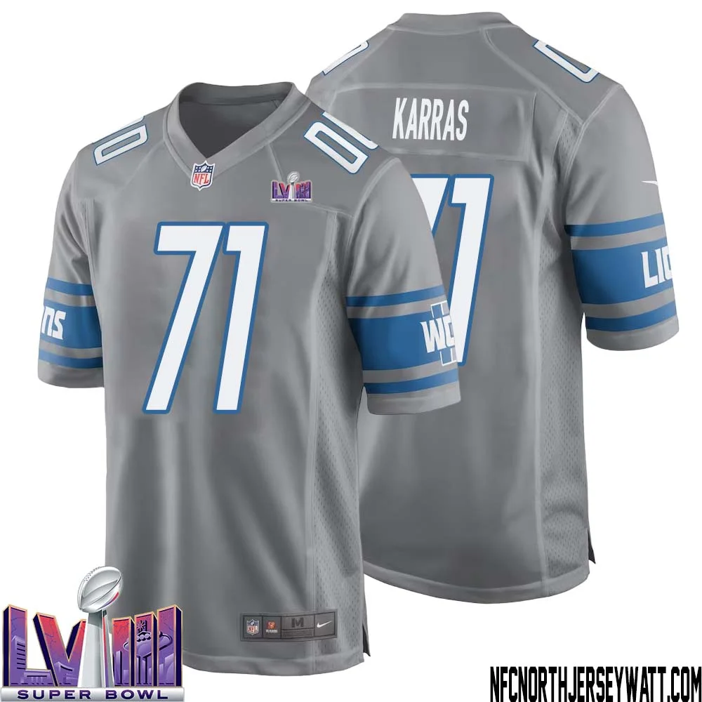 Alex Karras No 71 Men Grey Detroit Lions Player Super Bowl LVIII Alternate Game Jersey 1
