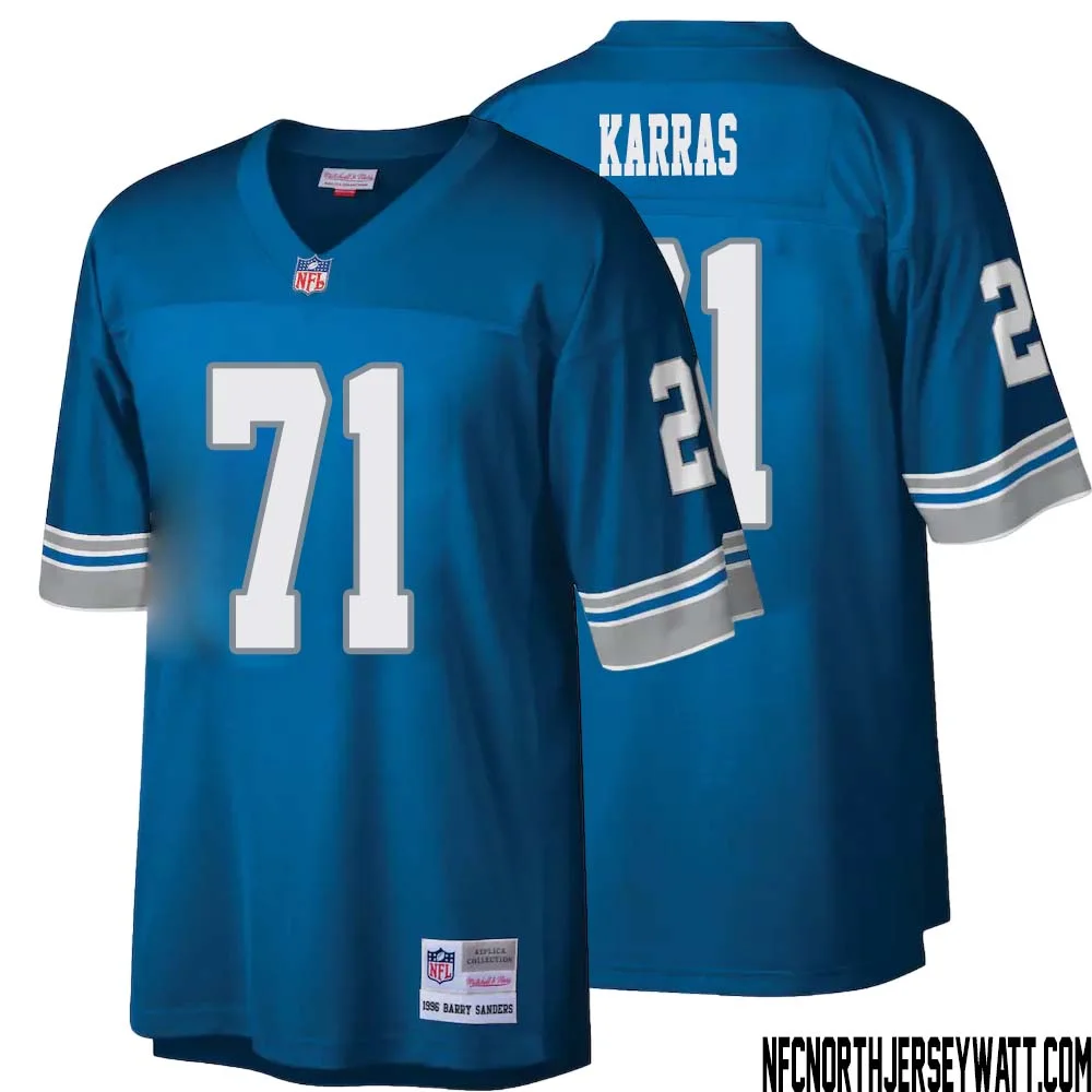 Alex Karras No 71 Men Mitchell Ness Blue Detroit Lions Legacy Replica Jersey 1