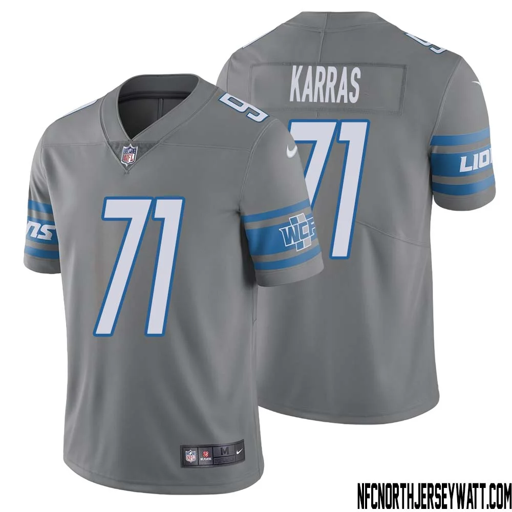 Alex Karras No 71 Men Steel Detroit Lions Vapor Untouchable Color Rush Limited Player Jersey
