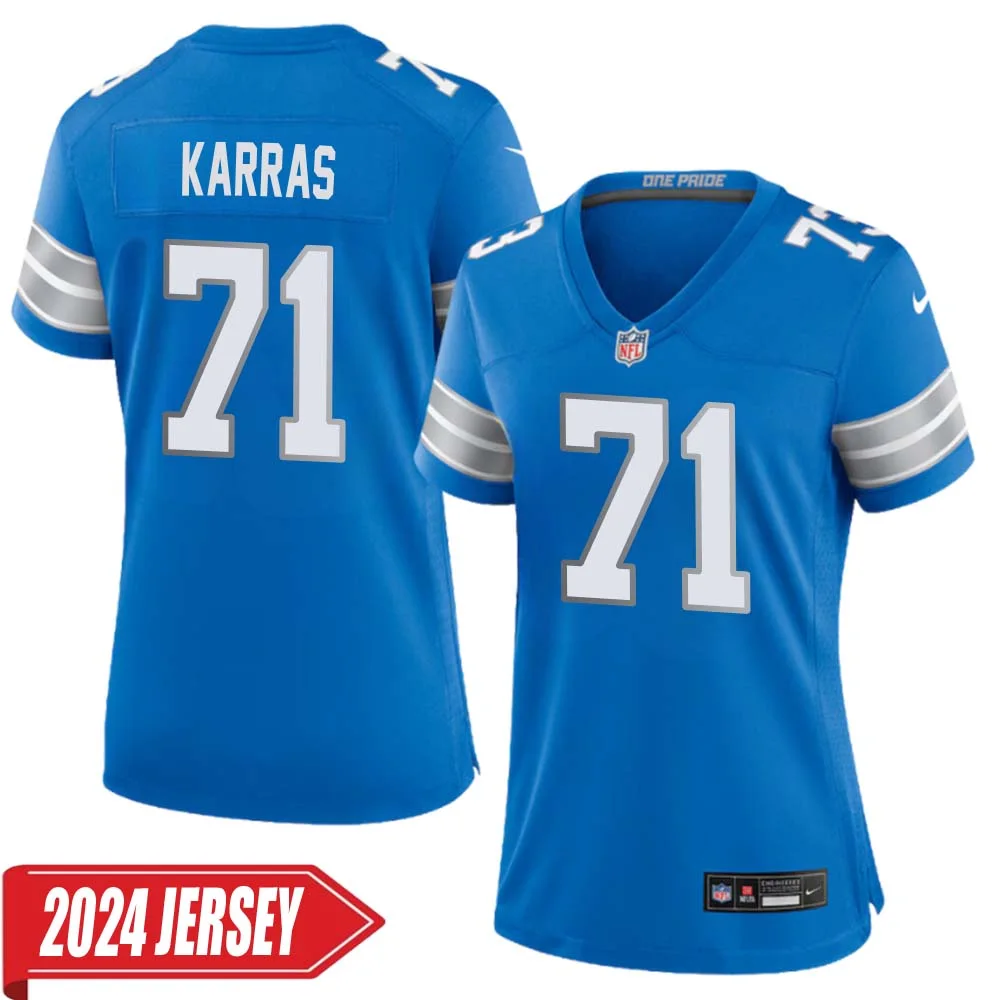 Alex Karras No 71 Woman s Detroit Lions Home Game 2024 Jersey Blue