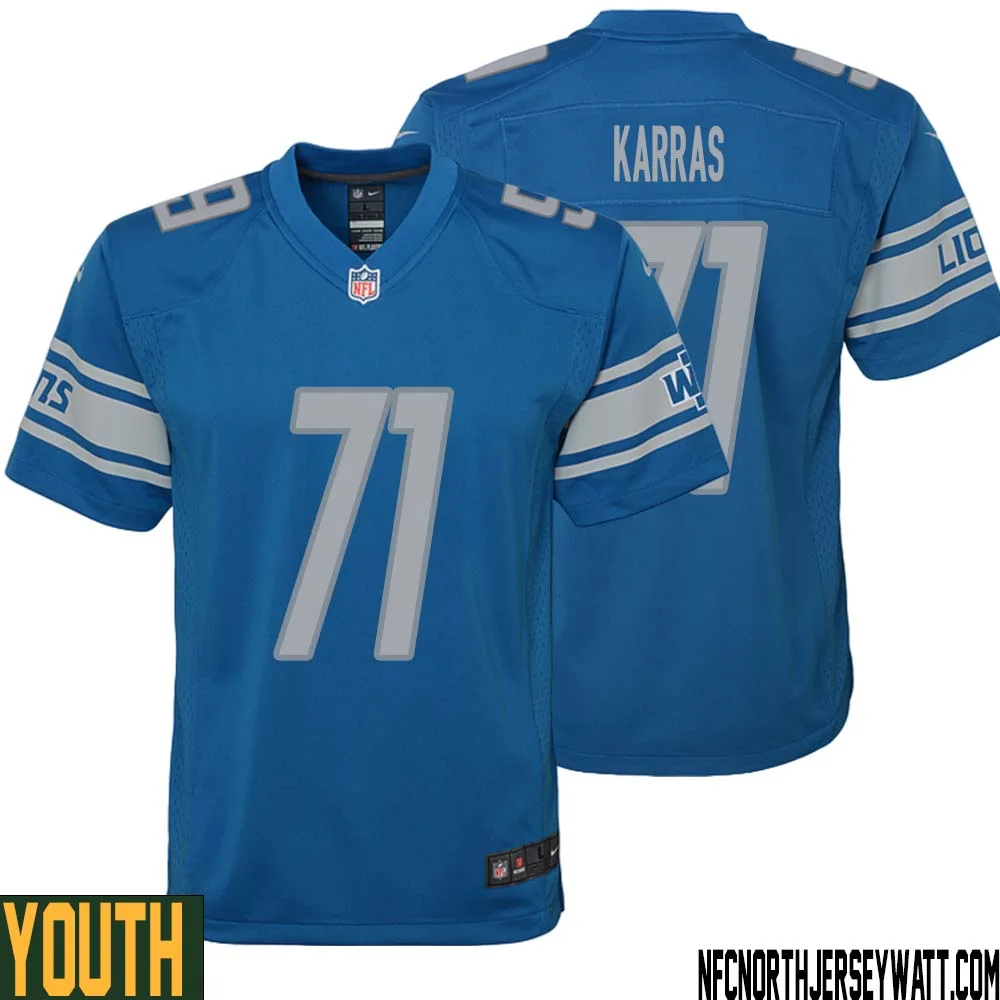 Alex Karras No 71 Youth Blue Detroit Lions Player Home Game Jersey 1