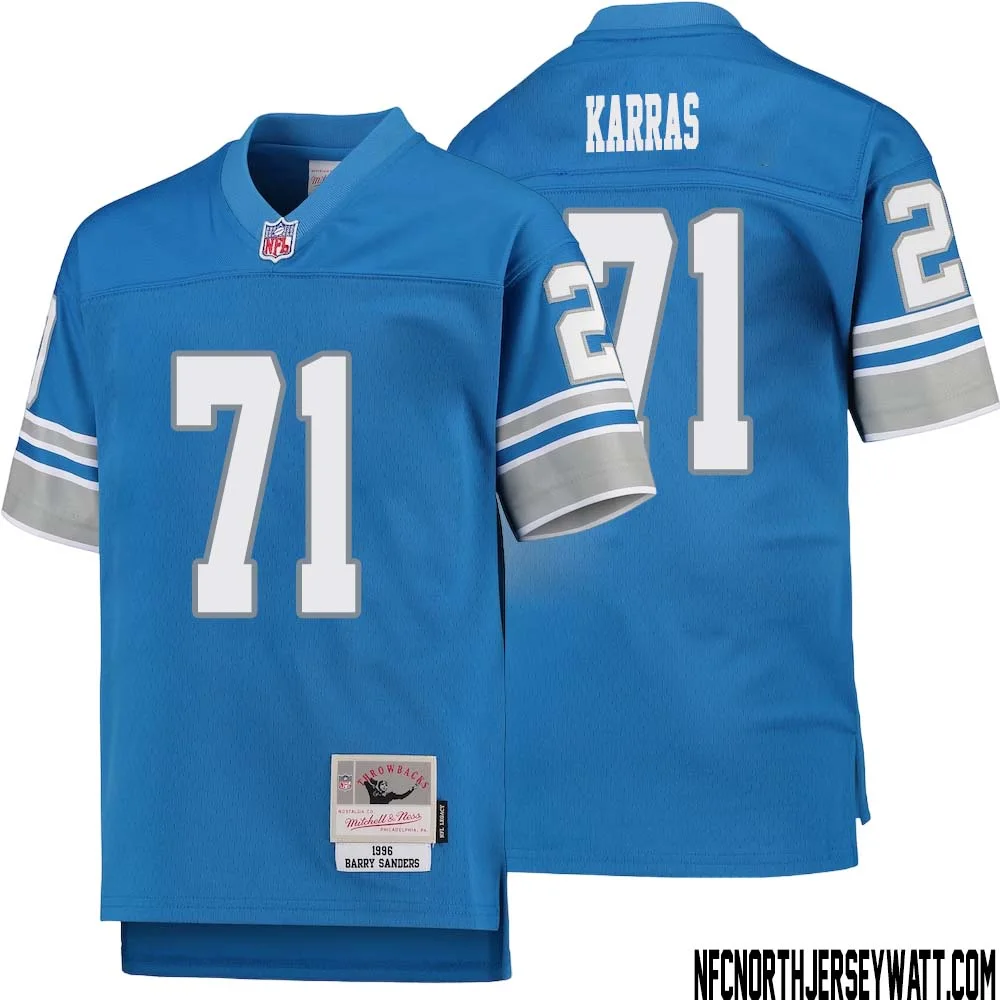 Alex Karras No 71 Youth Mitchell Ness Blue Detroit Lions 1996 Legacy Retired Player Jersey