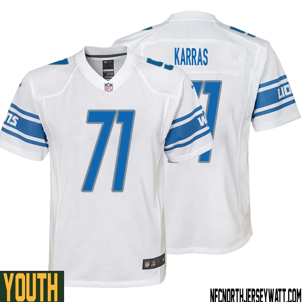 Alex Karras No 71 Youth White Detroit Lions Player Away Game Jersey