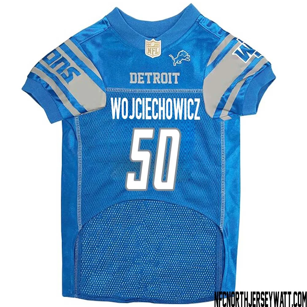 Alex Wojciechowicz No 50 Blue Detroit Lions Dog Jersey