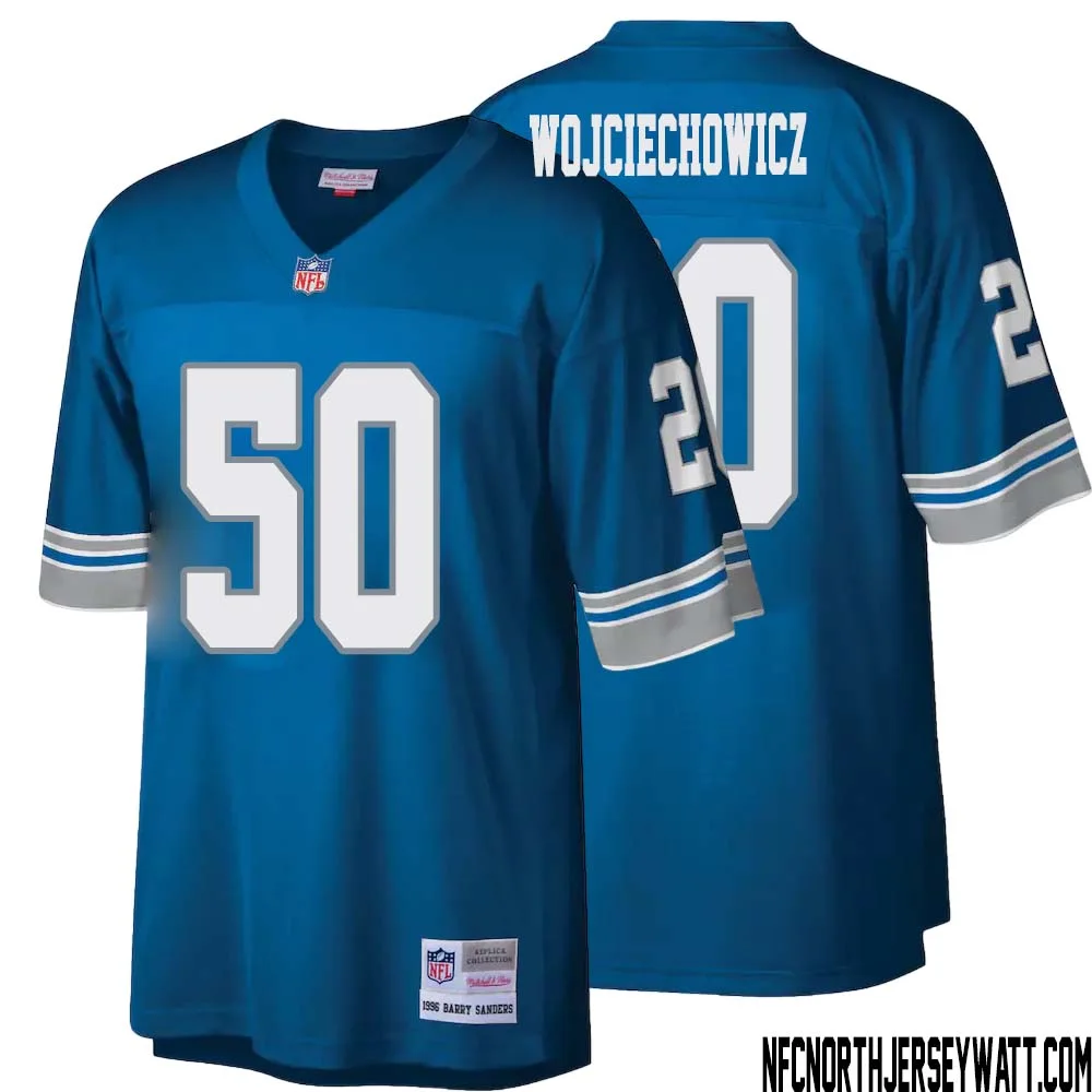 Alex Wojciechowicz No 50 Men Mitchell Ness Blue Detroit Lions Legacy Replica Jersey 1