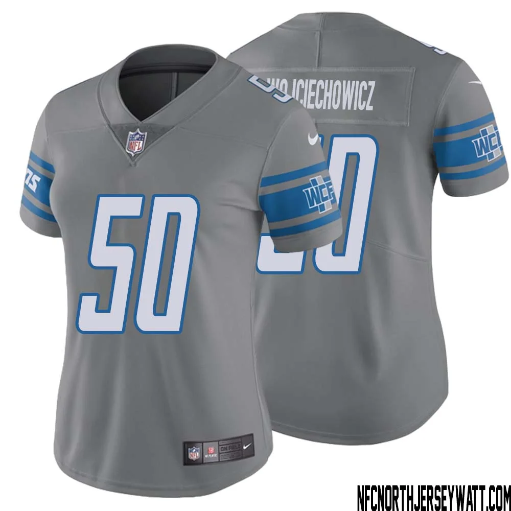Alex Wojciechowicz No 50 Women Steel Detroit Lions Vapor Untouchable Color Rush Limited Player Jersey
