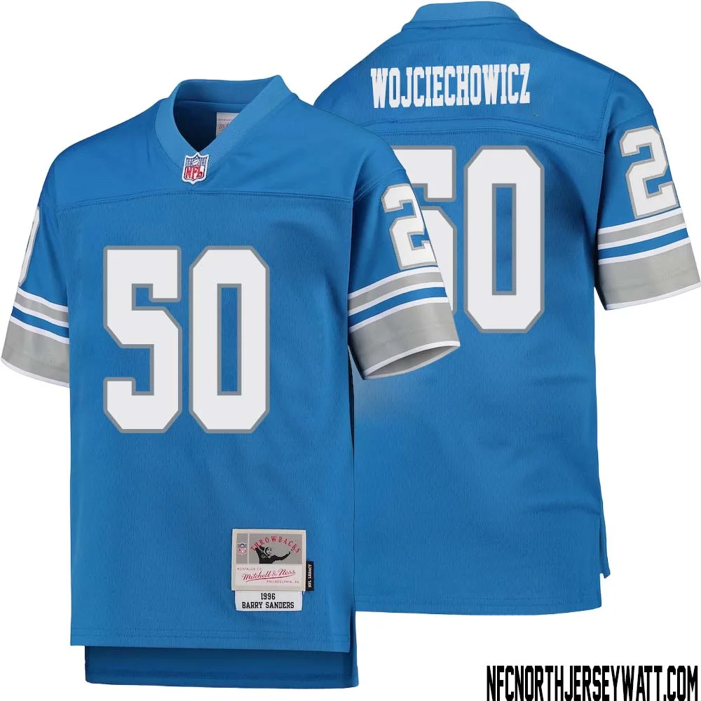 Alex Wojciechowicz No 50 Youth Mitchell Ness Blue Detroit Lions 1996 Legacy Retired Player Jersey 1