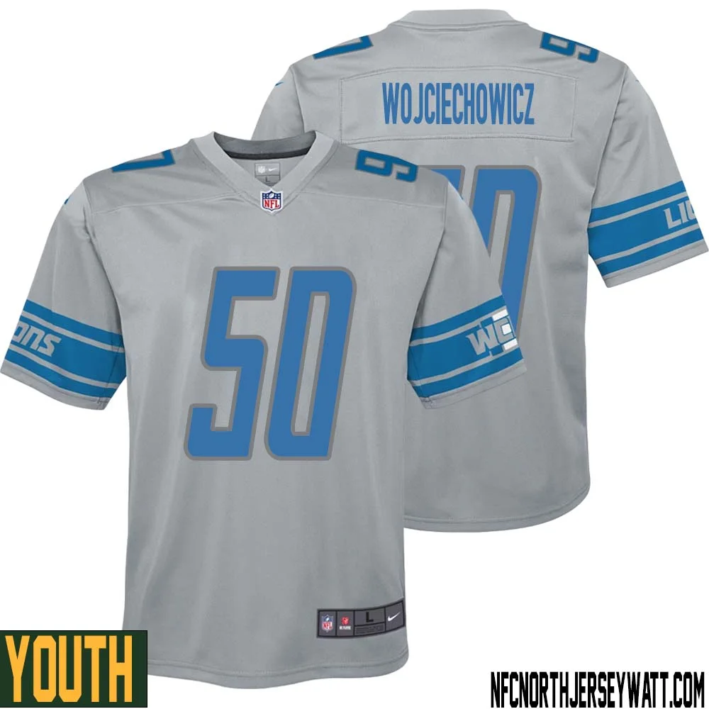 Alex Wojciechowicz No 50 Youth Steel Detroit Lions Vapor Untouchable Color Rush Limited Player Jersey
