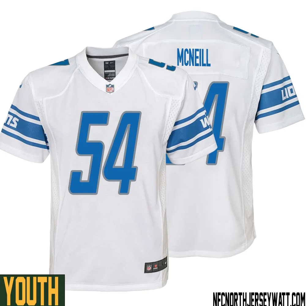 Alim McNeill No 54 Youth White Detroit Lions Player Away Game Jersey