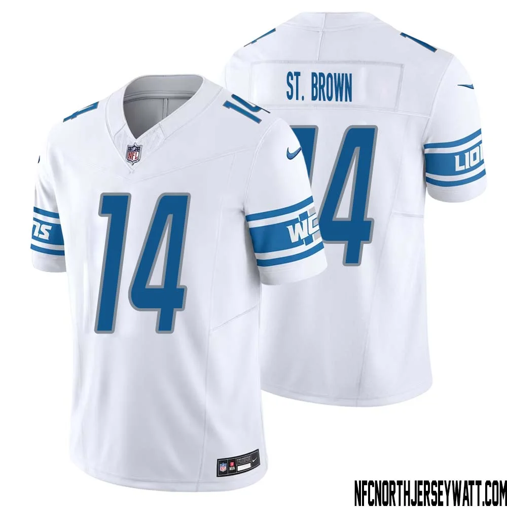 Amon Ra St. Brown No 14 Men White Detroit Lions Vapor F.U.S.E. Limited Jersey 1
