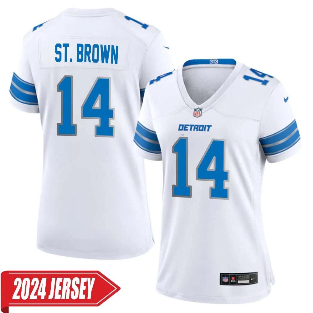 Amon Ra St. Brown No 14 Woman s Detroit Lions Away Game 2024 Jersey White