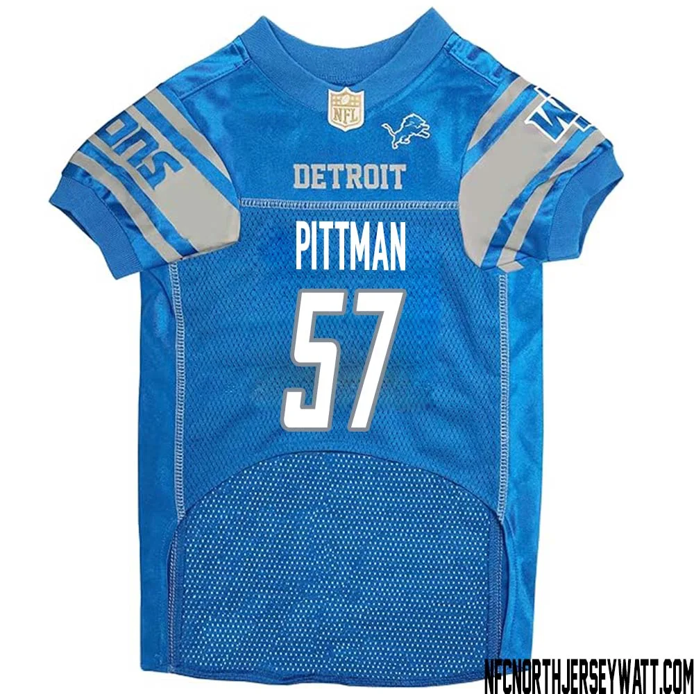 Anthony Pittman No 57 Blue Detroit Lions Dog Jersey 1