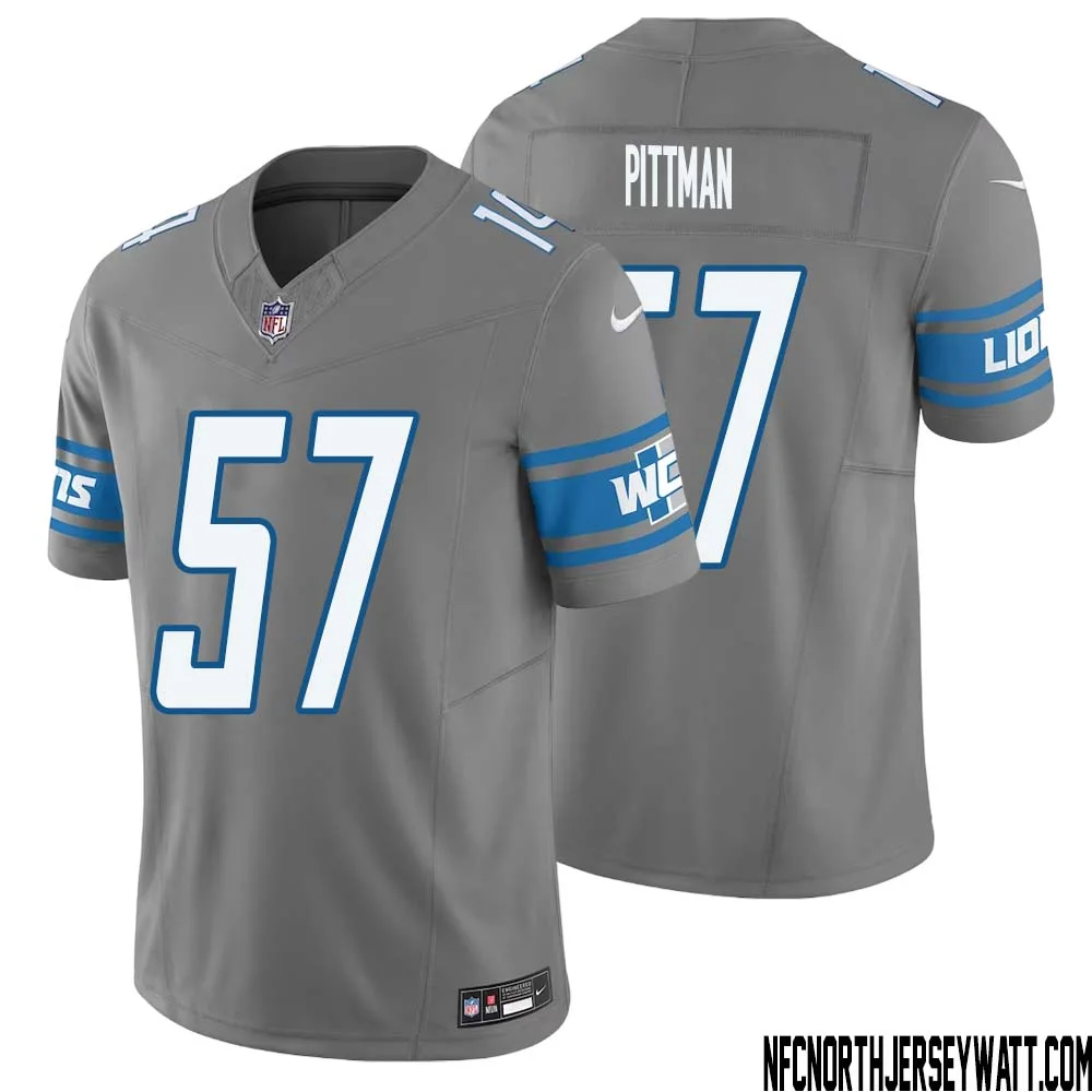 Anthony Pittman No 57 Men Detroit Lions Vapor F.U.S.E. Limited Jersey Silver