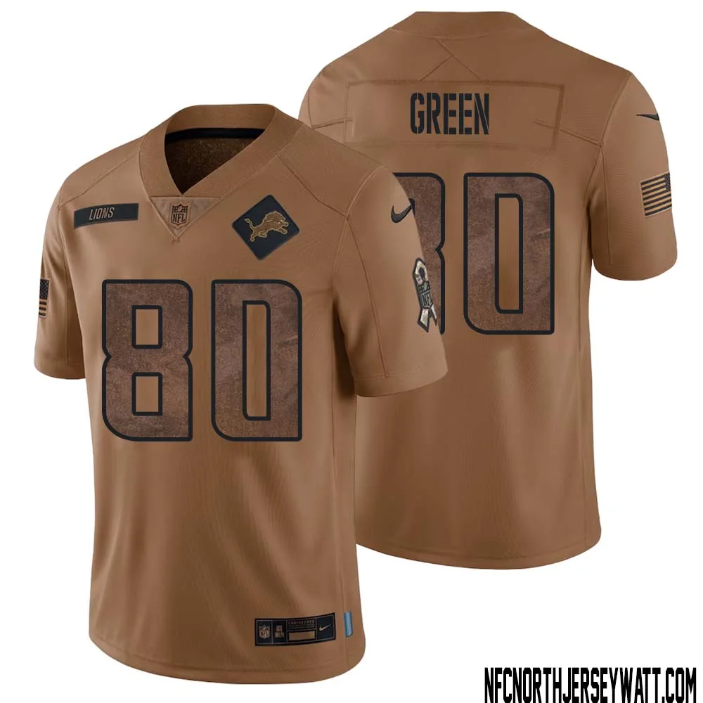 Antoine Green No 80 Men Brown Detroit Lions 2023 Salute To Service Retired Player Limited Jersey 1