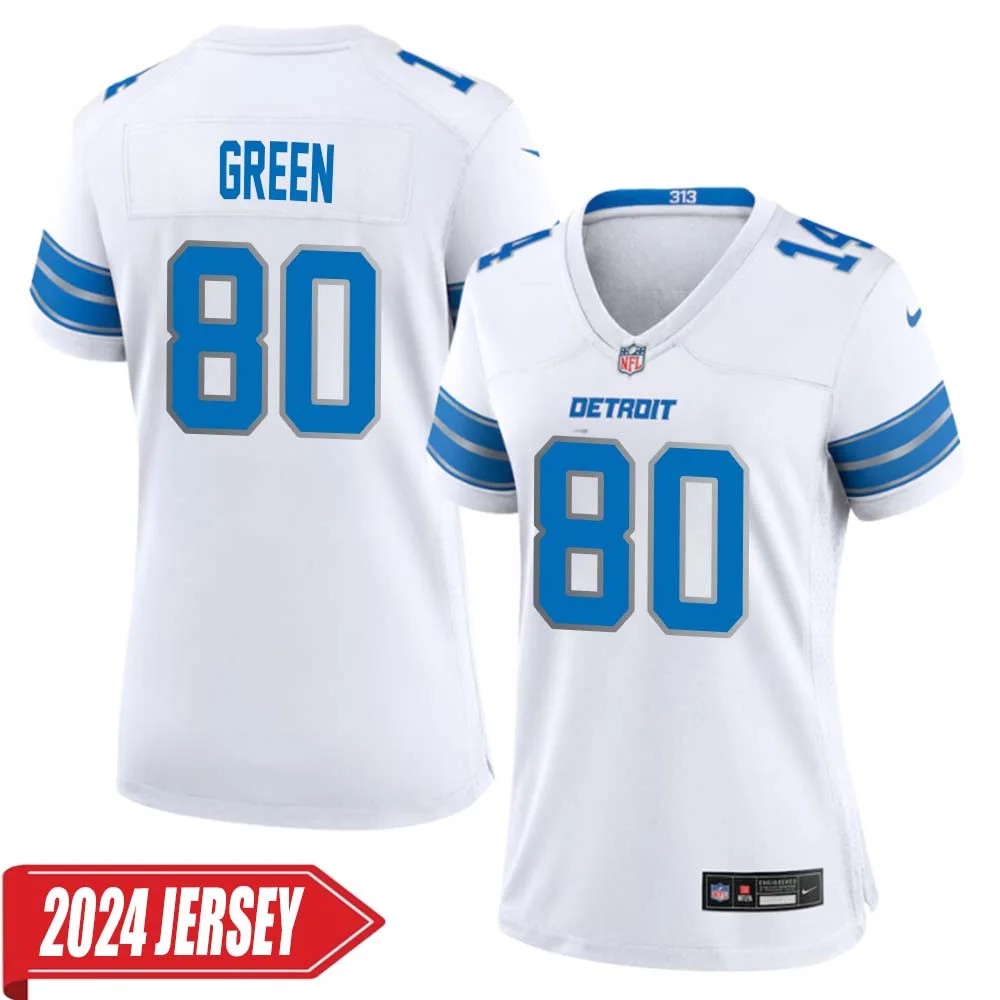 Antoine Green No 80 Woman s Detroit Lions Away Game 2024 Jersey White