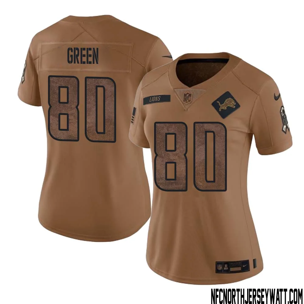 Antoine Green No 80 Women Brown Detroit Lions 2023 Salute To Service Retired Player Limited Jersey 1