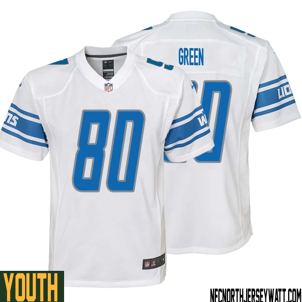 Antoine Green No 80 Youth White Detroit Lions Player Away Game Jersey 1